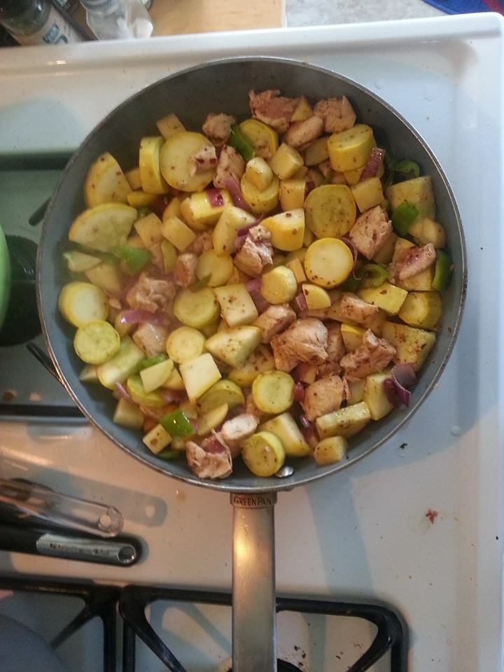 cooking on stove with veg and chicken